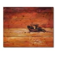 thumbnail image 3 of Designart 'Fishing Boat During Red Evening Glow' Nautical & Coastal Print on Natural Pine Wood, 3 of 5