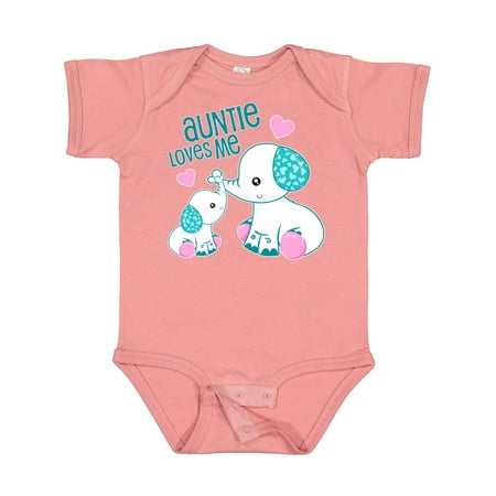 

Inktastic Auntie Loves Me-cute Elephants Gift Baby Boy or Baby Girl Bodysuit