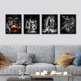 thumbnail image 2 of PixonSign Framed Wall Art, Black & White Basketball Star Posters, Set of 4 Boy's Bedroom Illustration Wall Decor, Adhesive Canvas Prints, Multicolor Contemporary Wall Décor - 11"x14" Black, 2 of 5