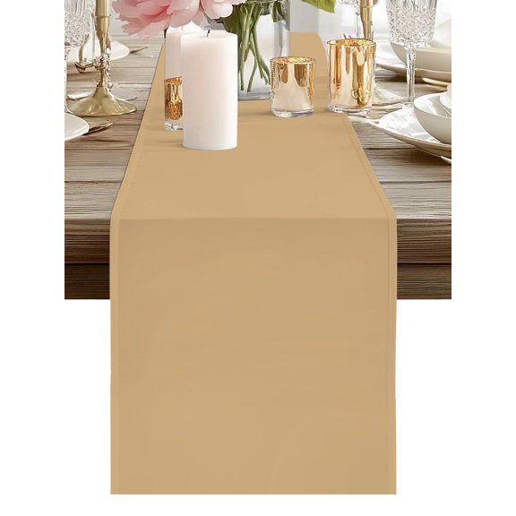 Table Runner Beige Table Runners Modern Solid Color Cotton Linen Dresser Scarf Kitchen Dining Table Decor for Holiday Party Home Decor 13x36 Inch