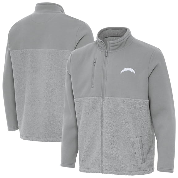 Men's Antigua Gray Los Angeles Chargers Daily Fused Full-Zip Jacket