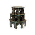 thumbnail image 2 of Hand-Painted Wooden Octagonal Chowki Set (Set of 3), 2 of 5