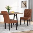 thumbnail image 2 of GDF Studio Emerson Contemporary Tufted Rolltop Dining Chairs, Set of 2, Cognac Brown Faux Leather and Matte Black, 2 of 9