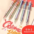 thumbnail image 4 of TFixolBallpoint Pen Multicolor 6 In 1 Colorful Spring Retractable Design 0.5mm Ballpoint Pen Gift Scrapbooks Tool Birthday Card for Friends Students Stationery Office Workers Home School Supplies, 4 of 7