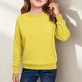 thumbnail image 2 of KAUOD Girls Long Sleeve Sweater Crew Neck Ribbed Knit Pullover Sweatshirts Tops Teen Kids School Plain Cotton Shirt Clothes, 2 of 7