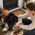 thumbnail image 5 of Artificial Black Roses for Halloween Decorations, Faux Flower Bouquet for Fall Home Decor, Spooky Floral Arrangements for Party Table Centerpiece, 5 of 6
