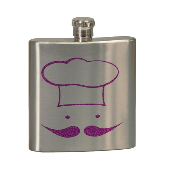 KuzmarK 6 oz. Stainless Steel Pocket Hip Liquor Flask - Chef Glitter