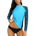 thumbnail image 4 of Charmo Women's Long Sleeve Rash Guard UPF 50+ Sun Protection Swimsuit Top Striped Swim Shirts for Swimming, Hiking, Surfing, 4 of 6