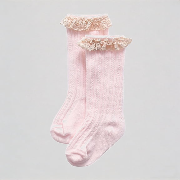 Krdevn Kids Socks for Boys and Girls Breathable Summer Athletic Crew Socks for Toddlers Soft Stretchy Lace Trim Outdoor Sports Socks,1-3 Years