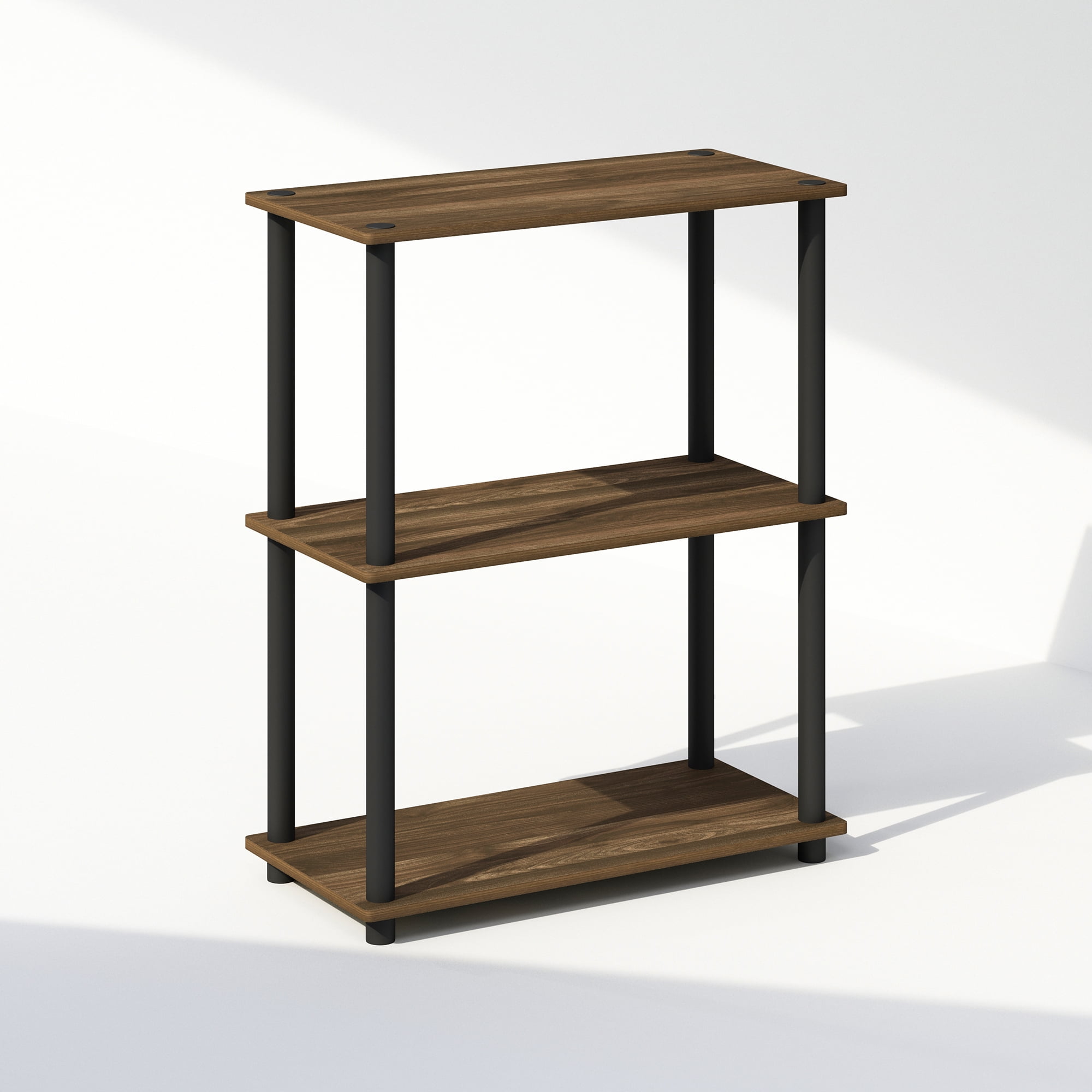 Furinno Turn-N-Tube 3-Tier Multipurpose Compact Display Rack, Shelving Unit, Bookcase, Columbia Walnut/Black