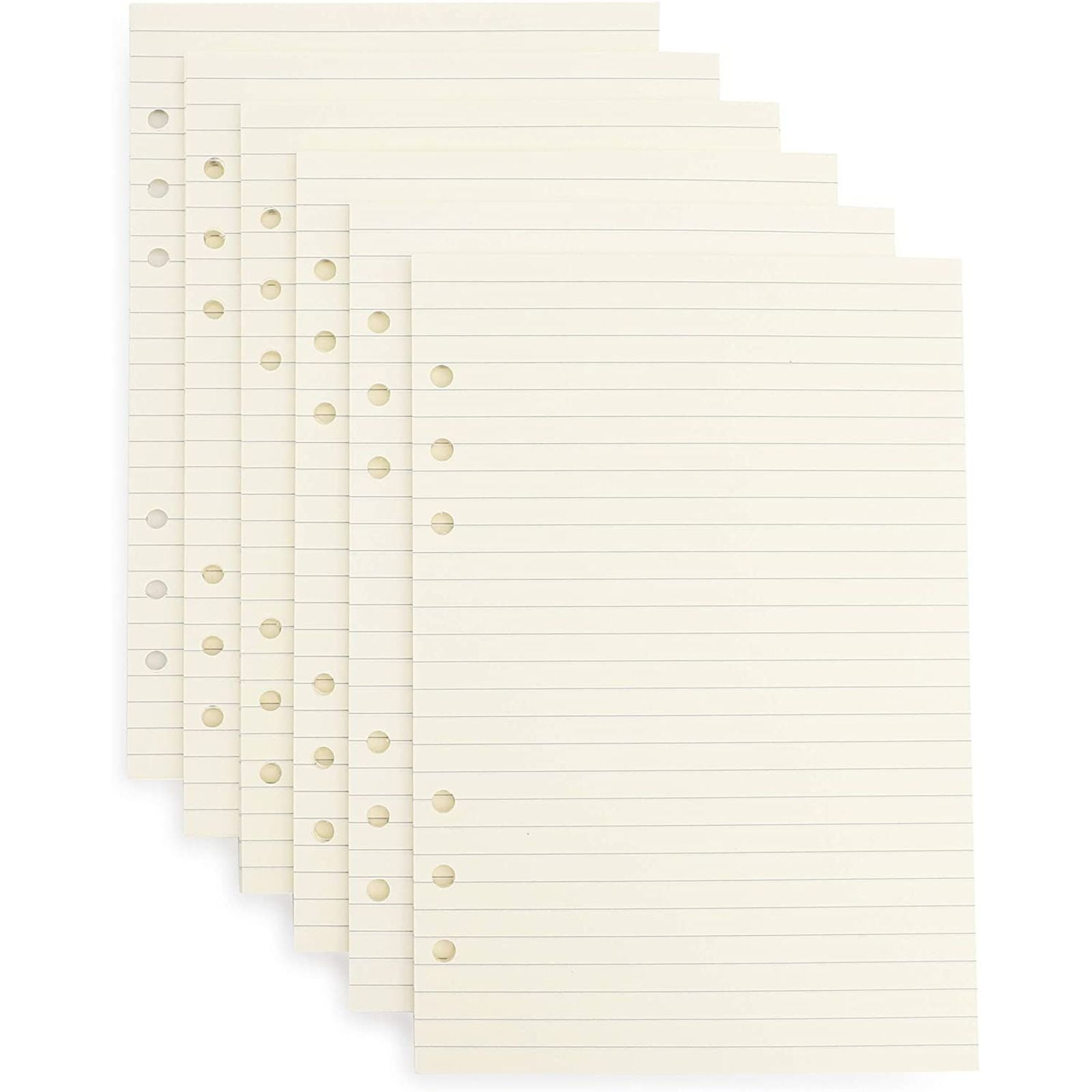 100 Sheet/200 Page A5 Refill Paper 6 Hole Punched Filler Paper Refills for A5 Loose Leaf Notebook Travel Journal Personal Diary Planner Binder Lined Paper 5.6 x 8.2