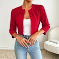 thumbnail image 2 of VBVC Women's 3/4 Sleeve Cropped Bolero Jacket , Ladies' Ruched Dressy Casual Shrug Cardigan , Lightweight Work Party Outerwear For Women, Red , XS-XL, 2 of 8