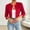 Red, variant on Women 3/4 Sleeve Pleated Collarless Cropped Jacket Open Front Short Dressy Shrug Coat Casual Layering Jacket for Wedding Party Daily (White,XS)