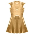 thumbnail image 6 of Zaldita Womens Shiny Metallic Mini Dress Holographic Skater Dress for Party Club Dance Disco Gold S, 6 of 7