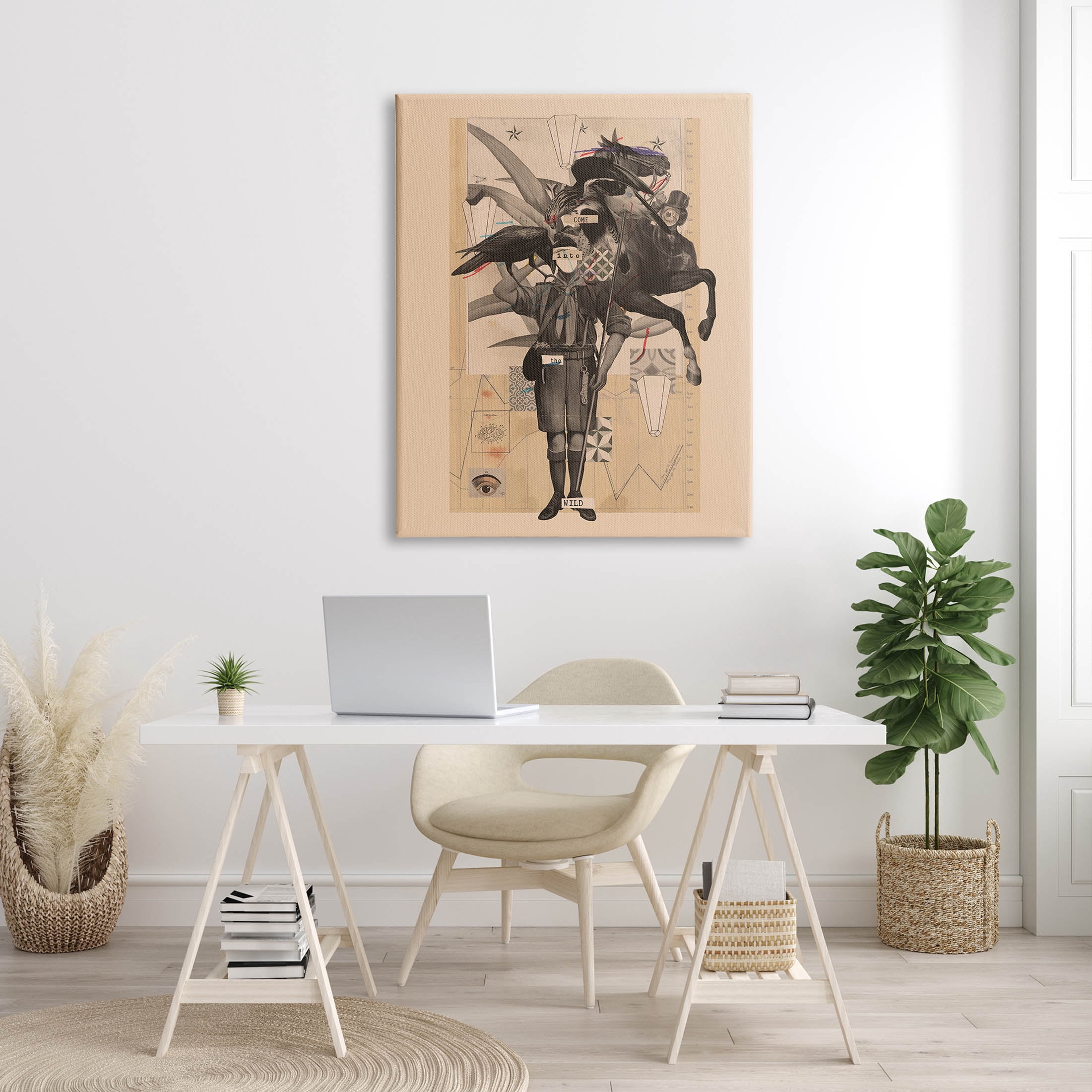 Stupell Industries Abstract Vintage Horse Text Collage Graphic Art Gallery Wrapped Canvas Print Wall Art, Design by Matheus Lopes Castro