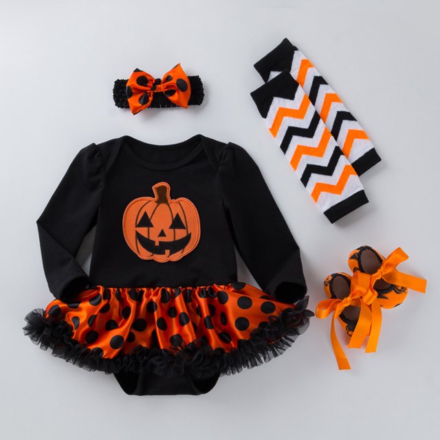 Disfraz de bebé niña niño Mi primer Halloween Ropa estampada Body para recién nacido Conjunto de vestido Disfraz de calabaza para bebé Ropa de Halloween para niño pequeño