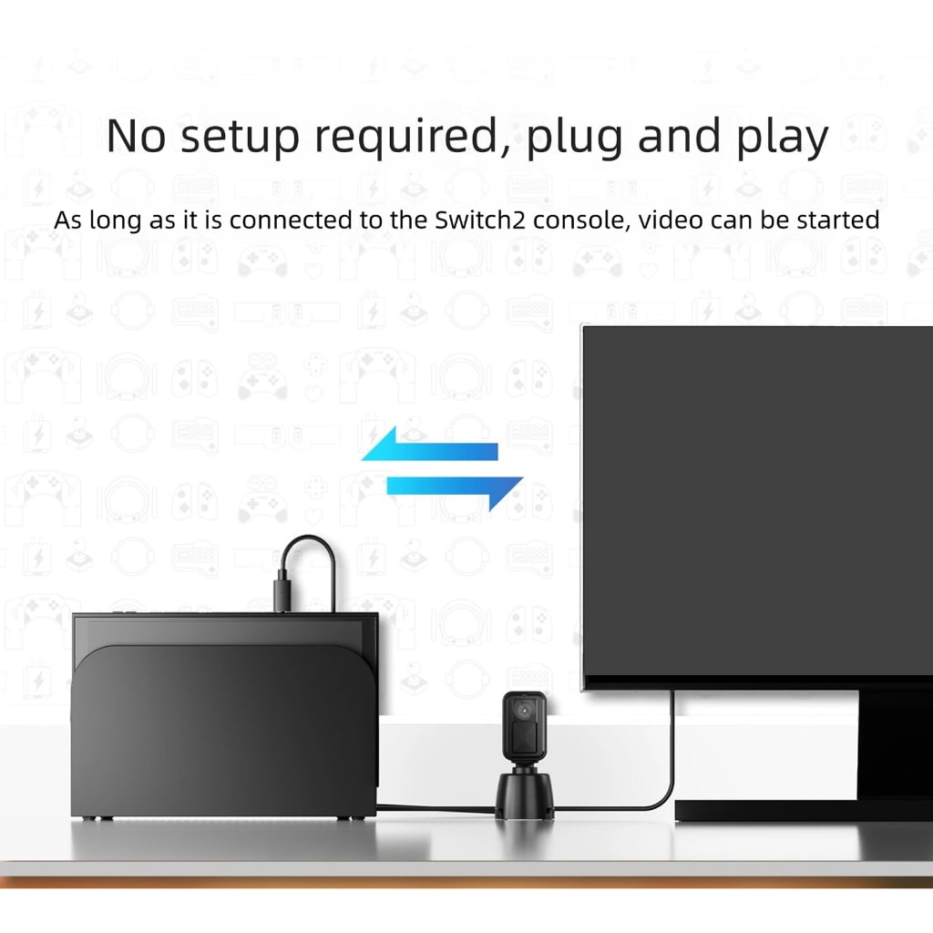 1080P Webcam for NS2 Consoles: Plug & Play, Noise Cancelling, ABS Copper Design - Quick Setup
