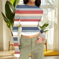 thumbnail image 6 of Jalioing Women's Long Sleeve Crop Tops Fashion Striped Slim Stretchy T Shirt Fall Going Out Trendy Shirts, 6 of 7