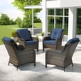 thumbnail image 4 of Meetleisure 4 Piece Wicker Patio Furniture Set, Rattan Chairs with High Back, Deep Seating, Wide Armrest, Thick Cushions for Deck Porch, Dark Blue, 4 of 9