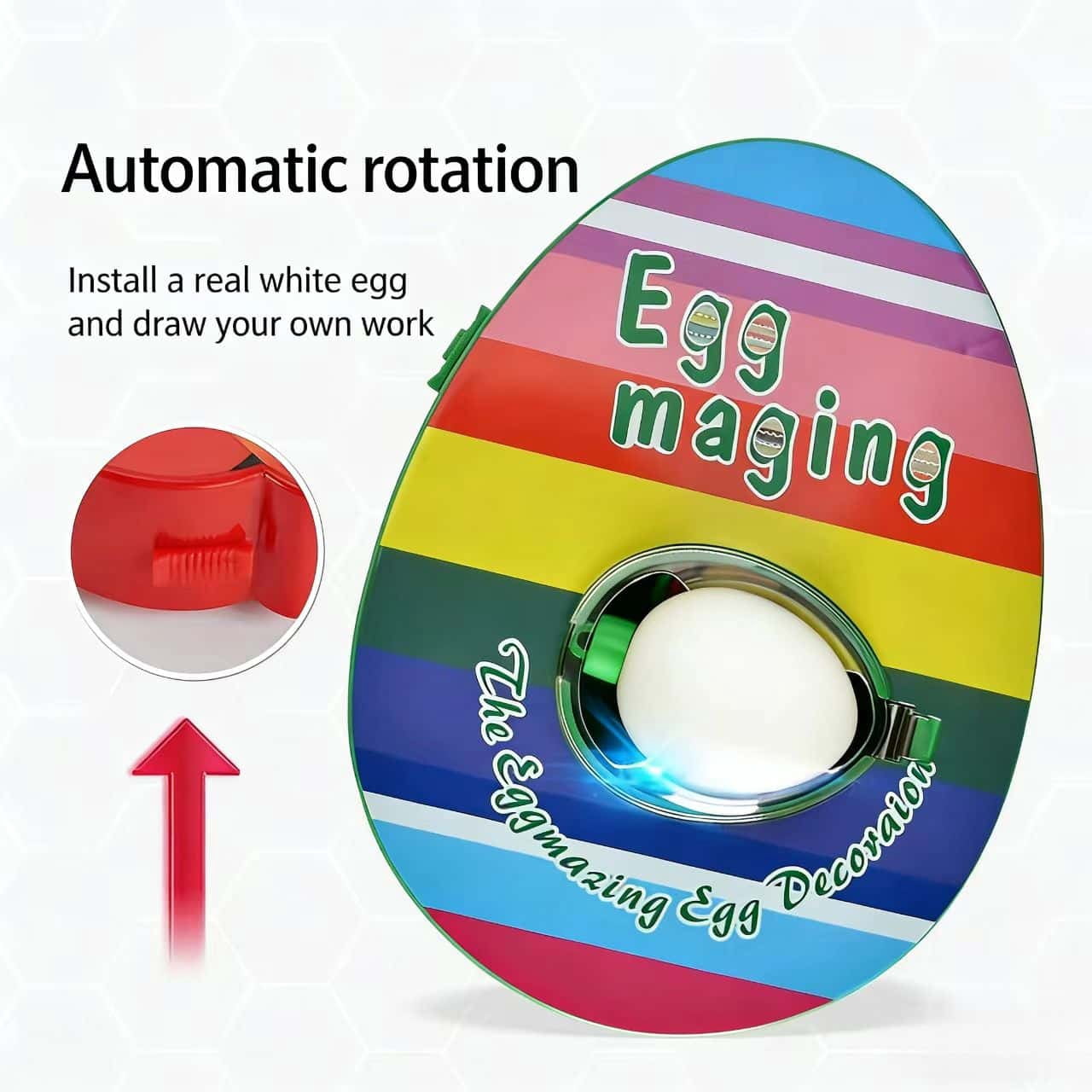 Easter Egg Decorating Kit for Kids, Electric DIY Egg Painter Spinner, Rainbow Graffiti Egg Coloring Machine, Creative Easter Egg Painting Toy for Holiday Craft Activities