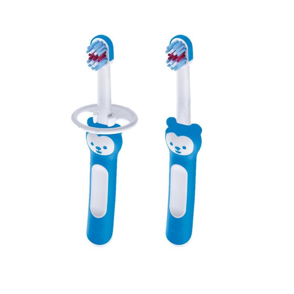 MAM Brosse à Dents pour Bébé, Brosse pour Bébé, Garçon, 6+ Mois, 2 Brosses