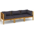 thumbnail image 2 of vidaXL 3-Seater Patio Sofa with Cushion Solid Acacia Wood, 2 of 11