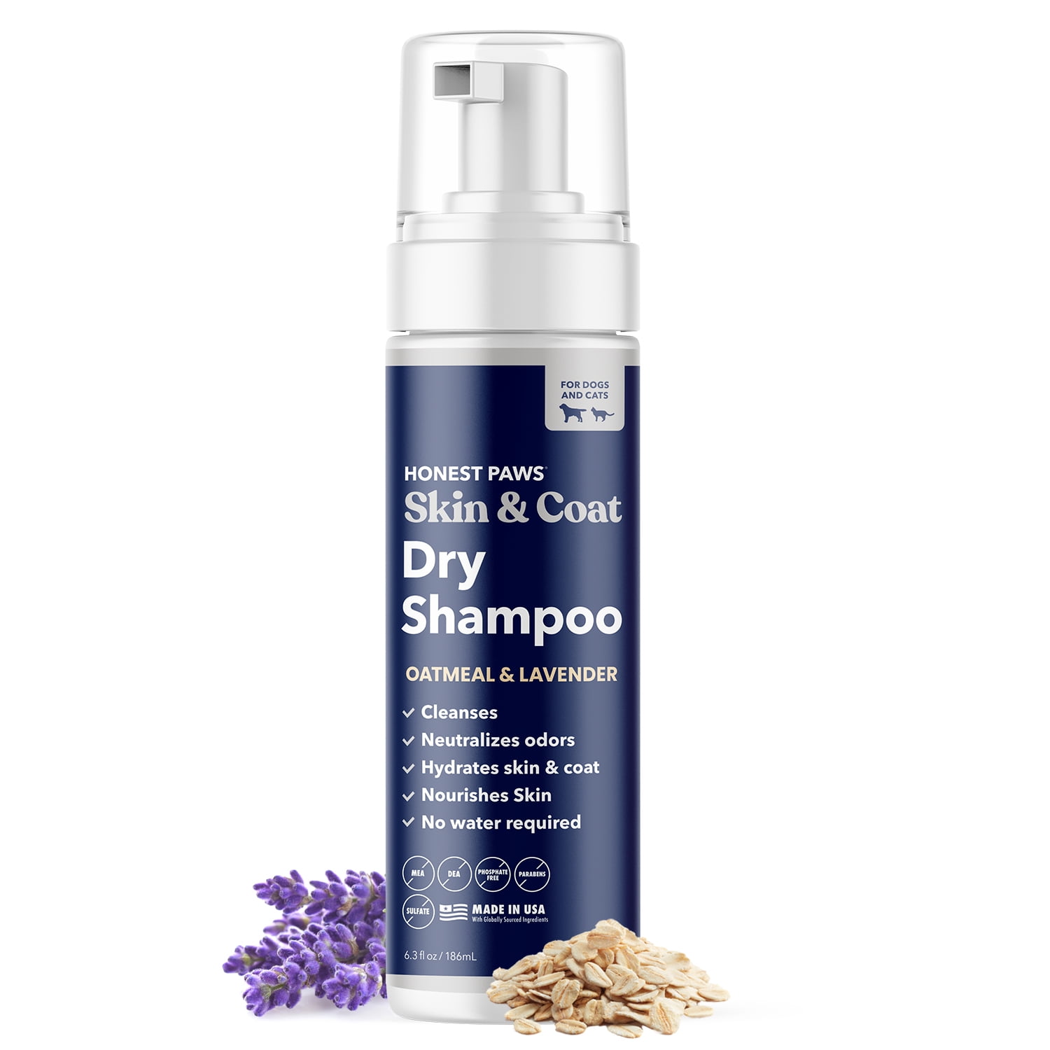 Honest Paws Dog Dry Shampoo Waterless No Rinse Foaming Formula