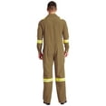thumbnail image 2 of Choomomo Mens High Visibility Reflective Stripes Long Sleeve Zipper Jumpsuits Work Coveralls with Pockets Khaki M, 2 of 7