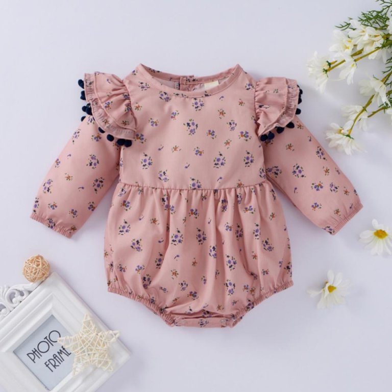 2021 Anniversary Promotion! Newborn Baby Girl Romper Ruffle Long Sleeve  Woven Bubble Romper One Piece Jumpsuit Infant Fall Outfits Clothes