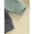 thumbnail image 3 of ZAXARRA Vêtements pour Bébé Garçon Ensemble Chandail en Molleton Col Rond Contrasté et Pantalon Long Couleur Unie 2 Pcs Tenues d'Automne, 3 of 7