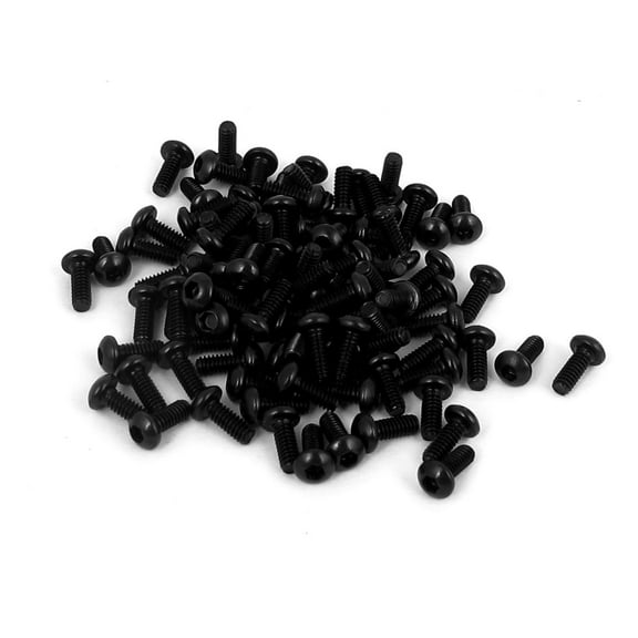 M2x5mm Thread 10.9 Alloy Steel Button Head Hex Socket Cap Screw Bolt 100Pcs
