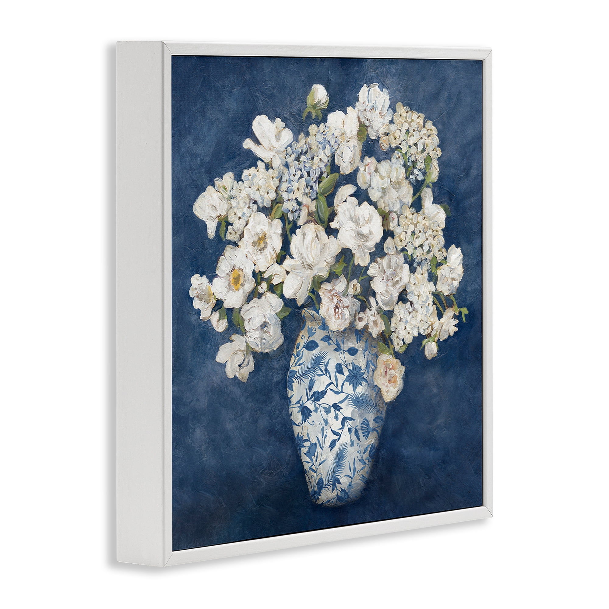 Stupell Industries Classic Blue Chinoiserie Vase White Framed Giclee Art, design by Charlene Olson