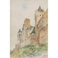 thumbnail image 2 of Cass Gilbert 17x24 Gold Ornate Framed and Double Matted Museum Art Print Titled - Battlements of Carcassonne, France (1913), 2 of 4