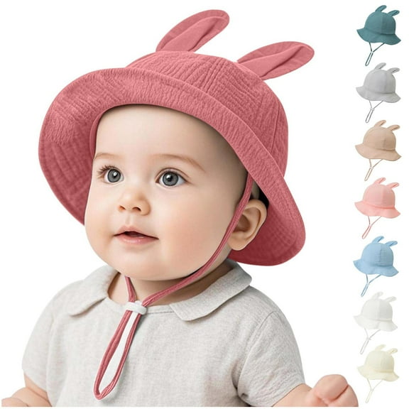 Moocorvic Baby Sun Hat Toddler Bucket Hats with Cute Ear Wide Brim Toddler Beach Hat,Watermelon Red