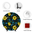 thumbnail image 4 of Balery Sunflowers And Blue Flower Print Bone China Decorative Plate Ceramic Dinner Plates Art Crafts with Display Stand-7in, 4 of 6