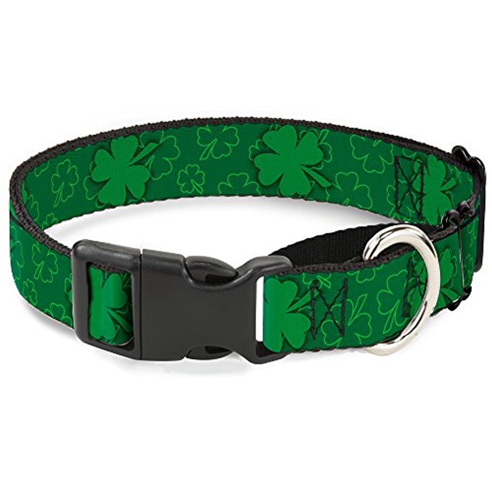buckle-down mgc-w34592-l st. pat's clovers scattered2 outline solid greens martingale dog collar