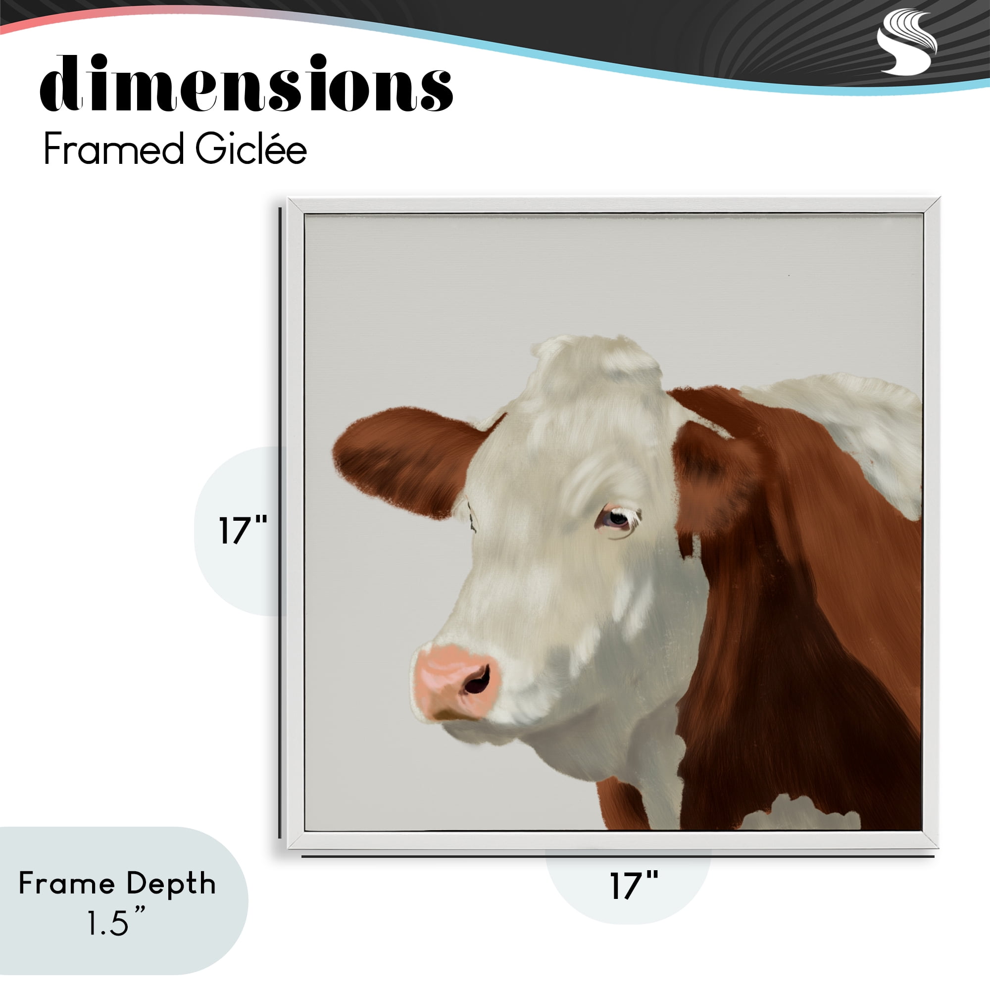 Stupell Industries Farm Friend Cow Portrait White Framed Giclee Art, design by Marcus Prime