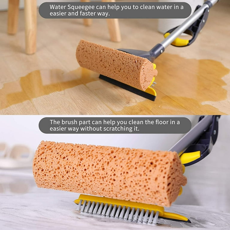 Eyliden Sponge Mop for Floor Cleaning with 2pcs Absorbent Sponge Hands