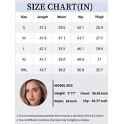 Unique Bargains Women's High Waisted Casual Wide Leg Baggy Denim Pants M Blue
