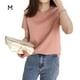 thumbnail image 1 of Camiseta de mujer Verano Cuello redondo Manga corta Color sólido Top casual, Rosa, M Kearding AP001478-05B, 1 of 7