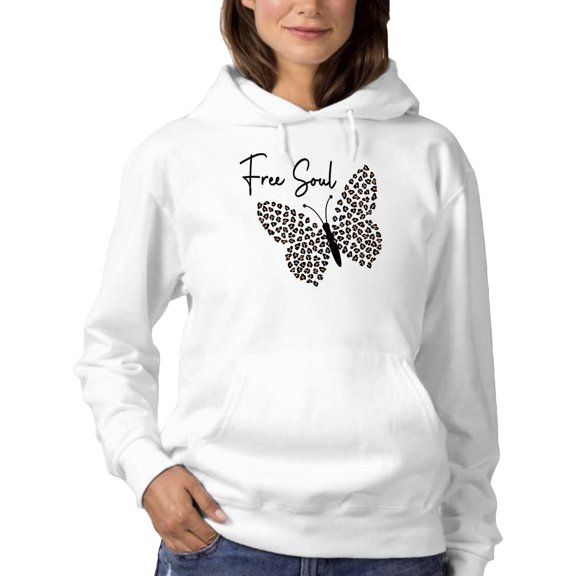 Butterflies And Leopard Print Hoodie Women -Image by Shutterstock, Female Large