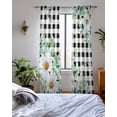 thumbnail image 3 of Spring Floral Sheer Curtains 84 Inch Length 2 Panels Set for Living Room/Bedroom, Daisy Eucalyptus Leaves Black White Plaid Kitchen Curtains Grommet Semi-Sheer Curtains Window Treatments 52"x84"x2, 3 of 7