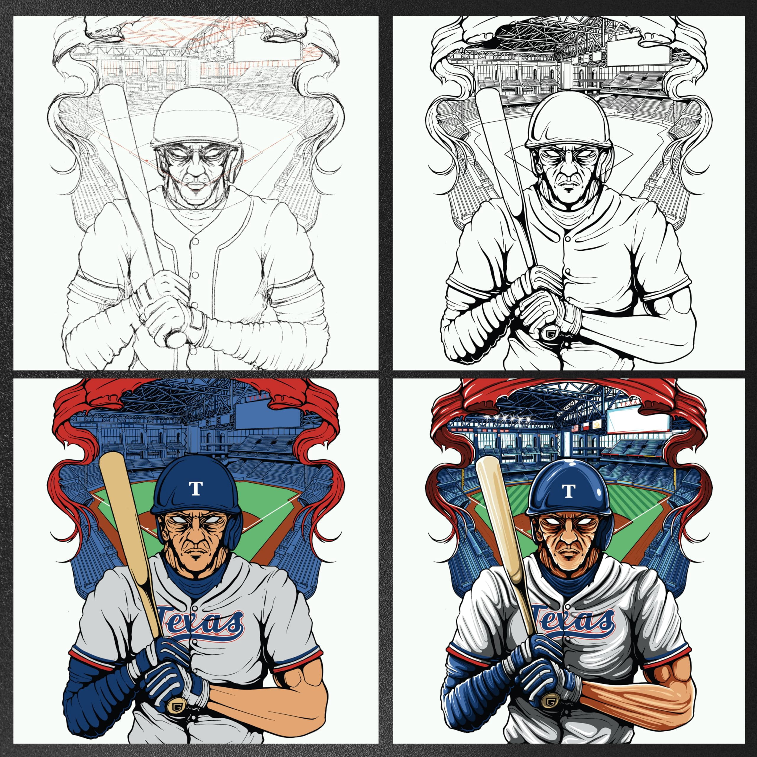 Game Garment Baseball Team Fan Sports Short Sleeve Crewneck Mens T-Shirts - Baseball Graphic Tees Men - Texas Black XS-3XL
