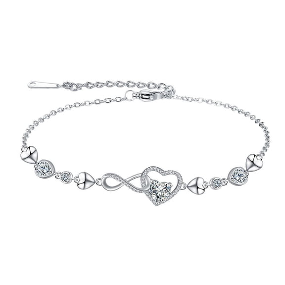 S925 Silver Plated Heart & Butterfly Bracelet, Dainty Minimalist Jewelry, Versatile Gift for Girlfriend, Best Friend