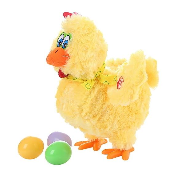 LYINGF Crazy Chicken Plush Toy with Sound Music - Egg Laying Animal Doll Funny Interactive Farm Animal Singing Prank Novelty Gift for Kids Entertainment​​