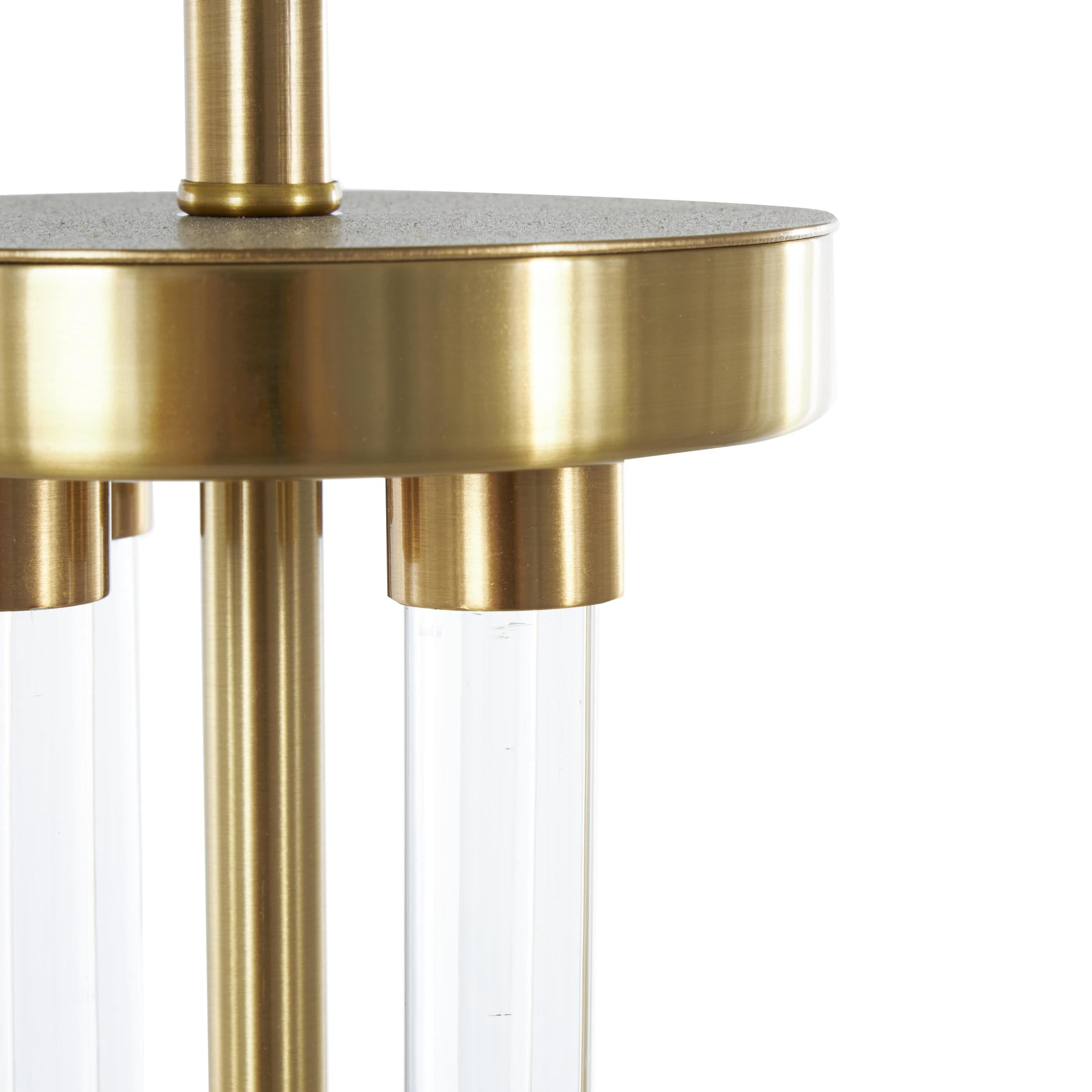 DecMode 31" Rods Clear Table Lamp with White Linen Shade
