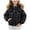 Black, variant on Youth Girls Winter Jackets Cropped Faux Fur Hood Puffer Bomber Jacket for Girls Snap Front (White,7-8 Years)