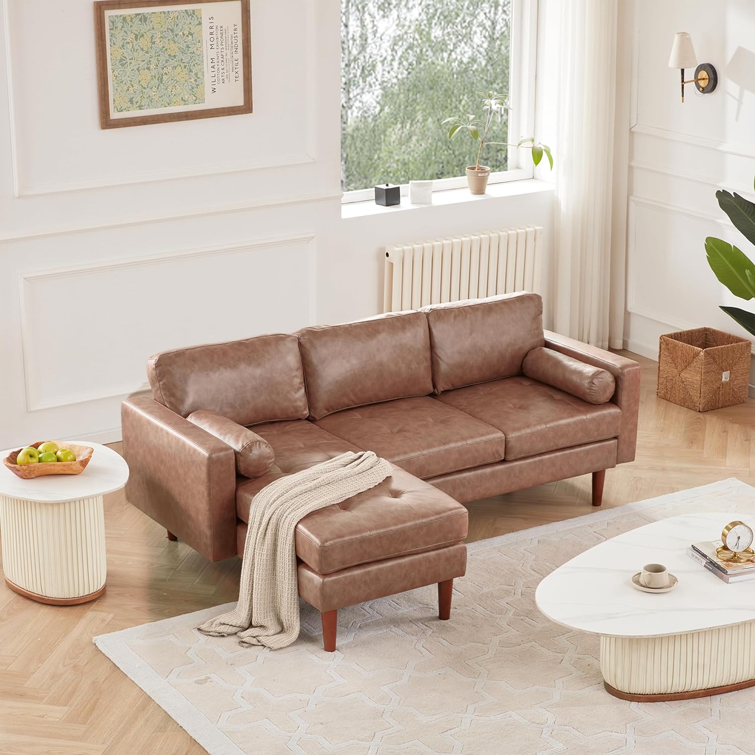 Tan Leather Sofa With Chaise | Cabinets Matttroy