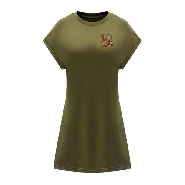 Vestido de verano para mujer, vestido formal con cuello redondo para caminar, vacaciones, fiesta de noche XL