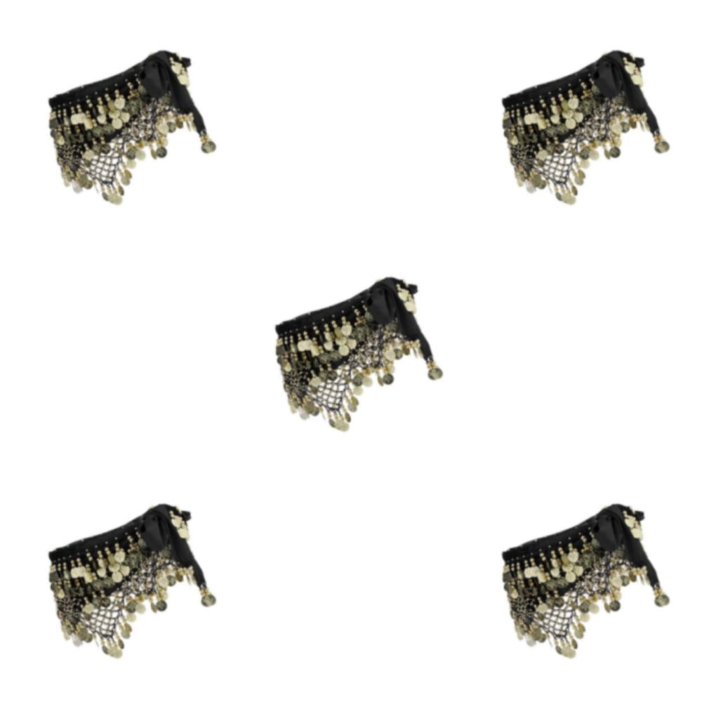 Thinsony Beautiful Belly Dance Waist Chain Intricate Black Gold 5Set